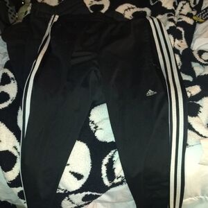 Adidas Kids Black Joggers with White Stripes